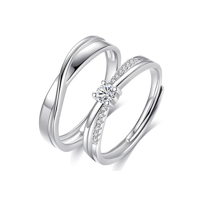 Copper Cubic Zirconia Cross  Adjustable Couple Rings