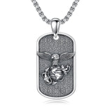 Sterling Silver Marines Cross Pendant Necklace for Men