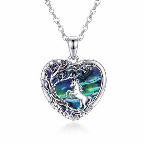 Sterling Silver Tree of Life Heart Shaped Horse Cat Dragonfly Butterfly Hummingbird Pendant Necklace