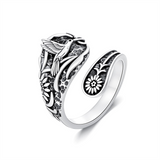 Sterling Silver Vintage Bee Butterfly Dragonfly Hummingbird Tree of Life Sunflower Spoon Rings