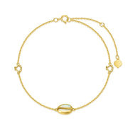 14K Solid Gold White Opal Anklet for Women Dainty Chain Shell Anklets Beach Foot Jewelry Adjustable Anklet Gifts for Her 8.5-10.5 Inch