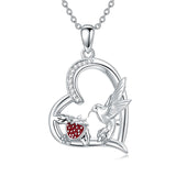 HummingbirdNecklace 925 Sterling Silver for Women Girls Heart Pendant Jewelry Mother's Day Christmas Gifts