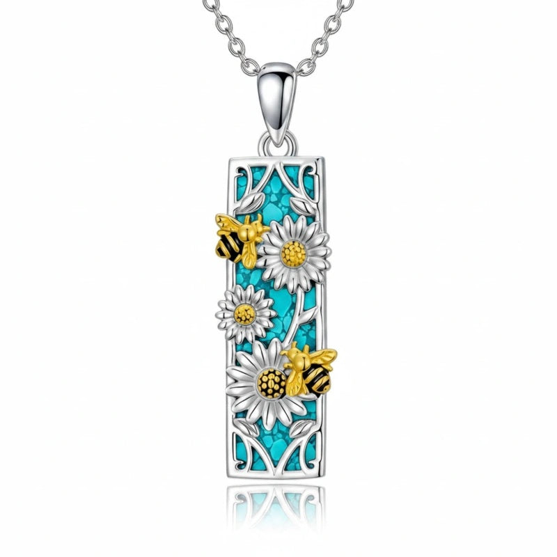 Sterling Silver Abalone Shell Bar Cardinal Bee Butterfly Hummingbird Dragonfly Phoenix Pendant Necklace for Women