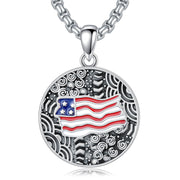 Sterling Silver American Flag Football Basketball Soccer Volleyball Tennis Baseball Pendant Necklace