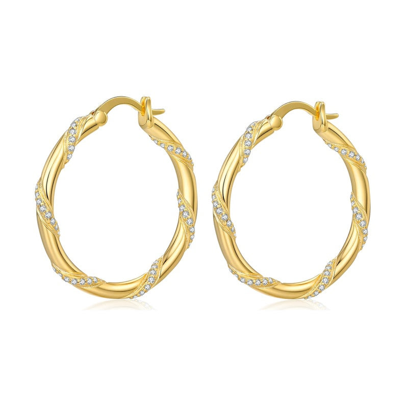 14K Gold Plated Cubic Zircon Hoop Earrings for Women