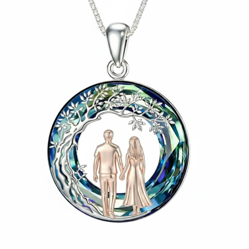 Sterling Silver  Crystal Tree of Life Mother Daughter Father Daughter Sisters Friends Pendant Necklace for Women