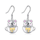 Drop Earrings for Women 925 Sterling Silver Teacup Dangle Earrings for Girls Cute Animal Earrings Animal Jewelry Gift