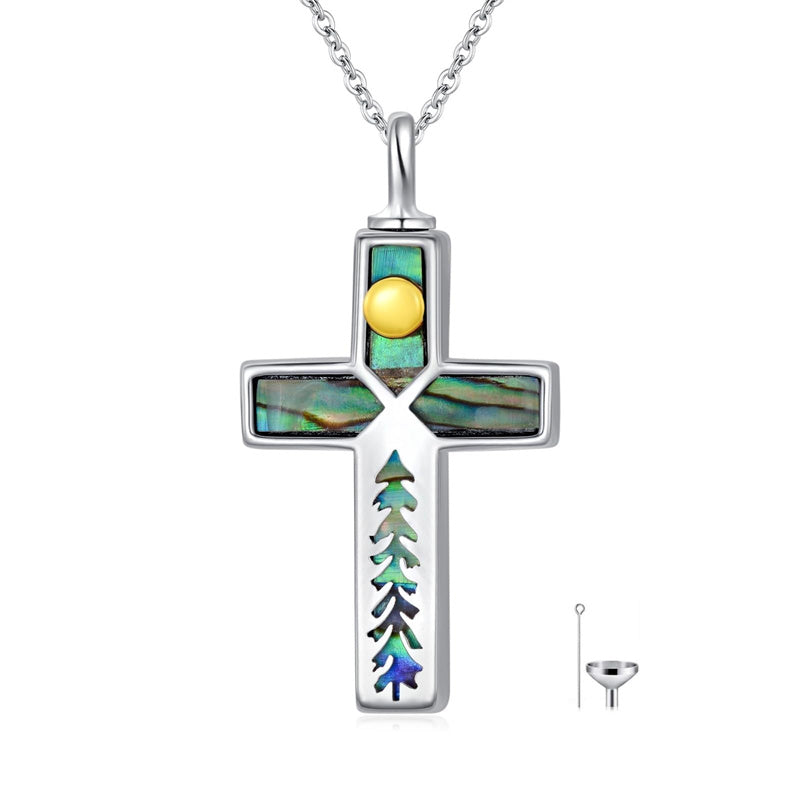 Sterling Silver Abalone Shell Opal Butterfly Dragonfly Tree of Life Pet Paw Cross Urn Necklaces for Ashes