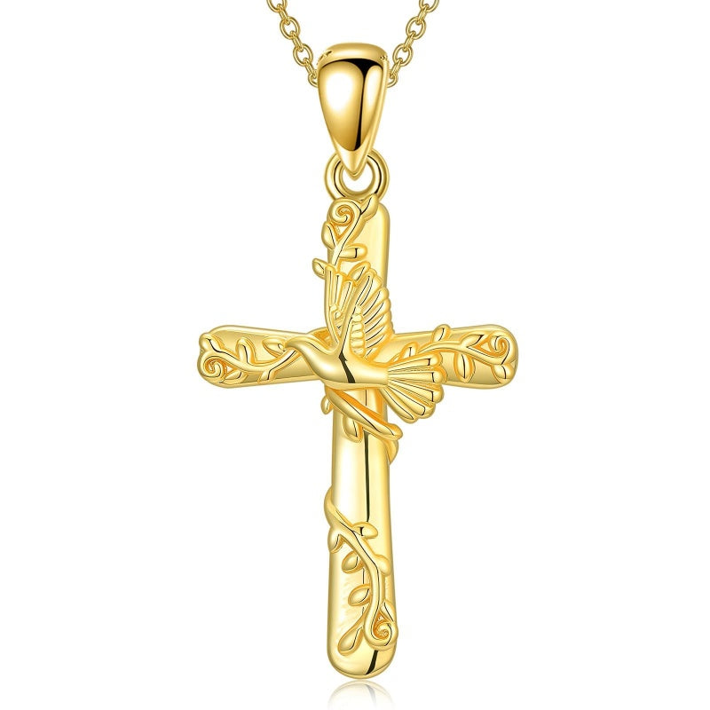 14K Gold Plated Cross Pendant Necklace for Women