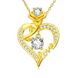 Heart Rose Pendant Necklace for Women  14K Gold Plated Mothers Day  Anniversary Birthday Gift