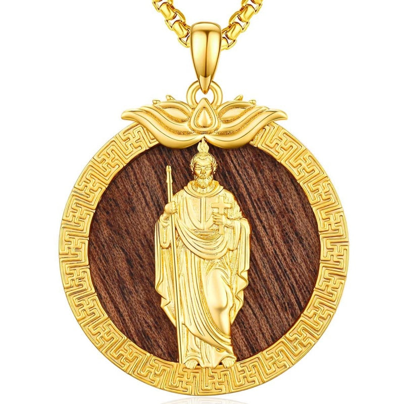 Christian Religious Medal Amulet 14K Gold Plated Pendant  Necklace