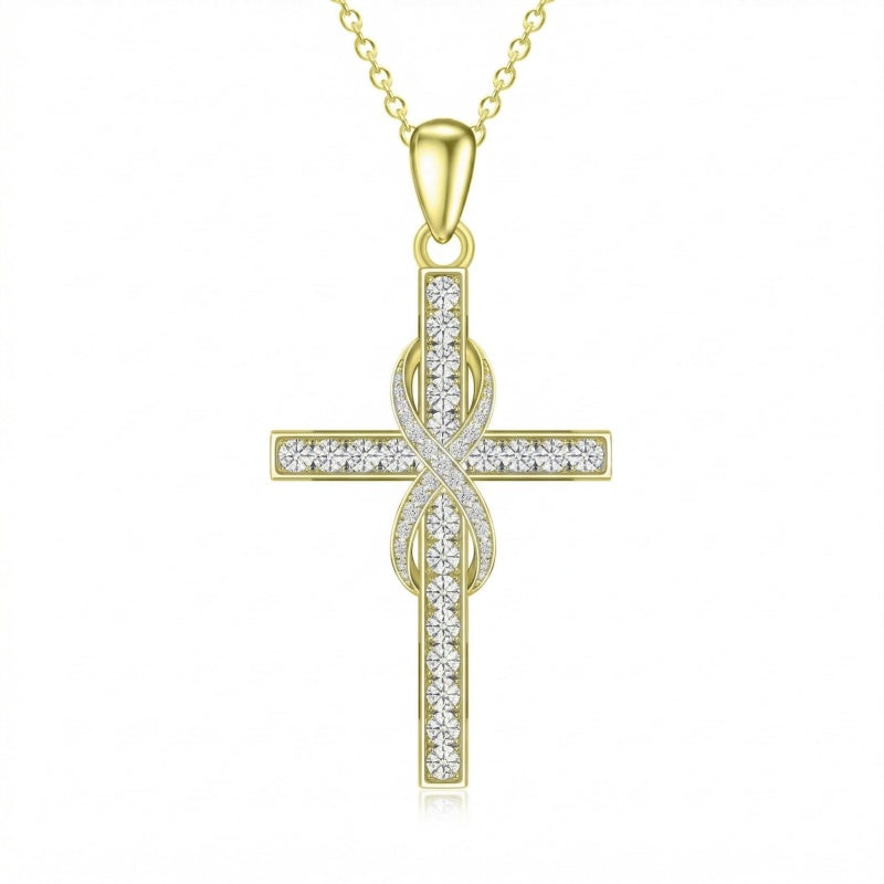 14K Gold Plated Cross Necklace for Women
