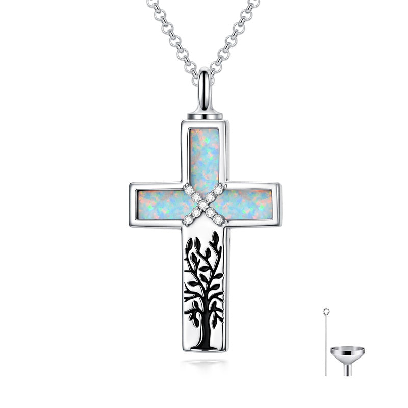 Sterling Silver Abalone Shell Opal Butterfly Dragonfly Tree of Life Pet Paw Cross Urn Necklaces for Ashes