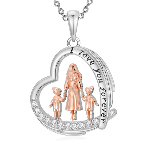 Sterling Silver Mother Daughter Father Daughter Sister Pendant Necklace Family Jewelry for Christmas Mother's Day