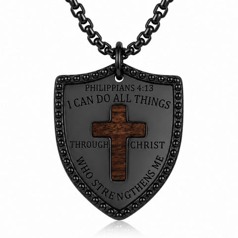14K Gold Plated Wooden Pendant Necklace Beliefs jewelry