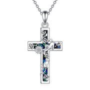 Cross Necklace Sterling Silver Religious Cross Pendant Jewelry Christian Gifts for Women Men