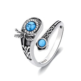 Sterling Silver Dragonfly Jesus Fish Adjustable Spoon Ring for Women
