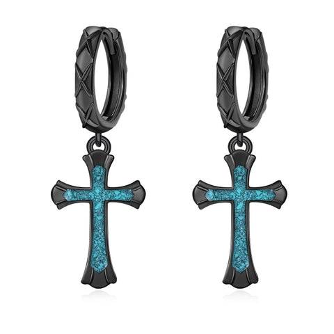 14K Gold Plated Cross Ankh Hoop Earrings