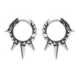 Sterling Silver Spike Dragon Stud Earrings Hoop Earrings