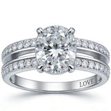 Sterling Silver 10K 14K 18K Gold Personalized Engraved Moissanite Wedding Engagement Promise Band Ring