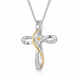 Sterling Silver Daisy Rose Plumeria Lotus Sunflower Cross Pendant Necklace for Women