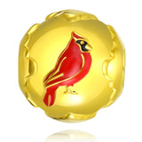 Sterling Silver Red Cardinal Bird Charm Beads