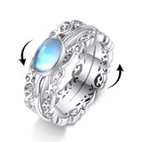 Fidget Rings for Anxiety 925 Sterling Silver Moonstone Moss Agate Spinner Rings for Women Anti Stress Gifts Band