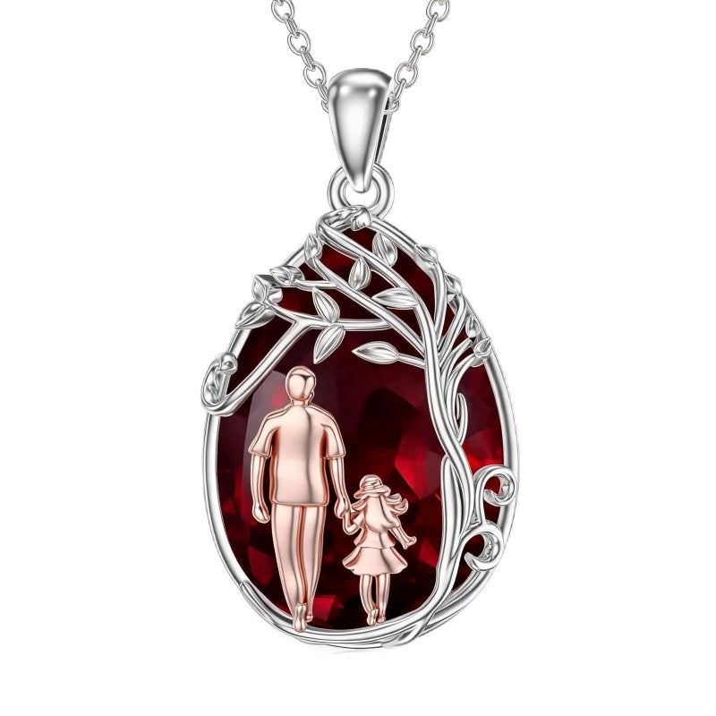 Sterling Silver Crystal Father Daughter Pendant Necklace from Dad  I Love You Forever Jewelry