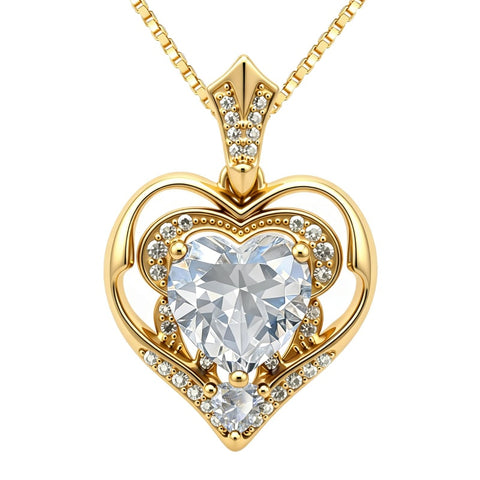 14K Gold Plated Birthstone Double Heart Pendant Necklace Love Jewelry Anniversary Birthday Mother's Day Valentine's Day Gift