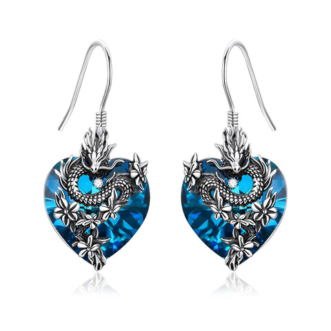 Sterling Silver Dragon Dangle Earrings