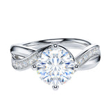 Sterling Silver 2CT Moissanite Twisted Swirled Wrapped Infinity Promise Engagement Ring For Women