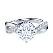 Sterling Silver 2CT Moissanite Twisted Swirled Wrapped Infinity Promise Engagement Ring For Women