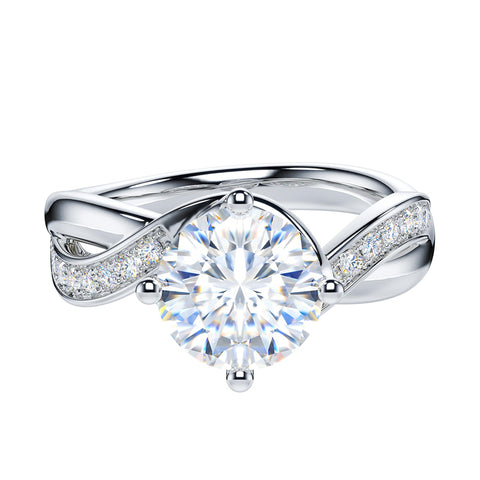 Sterling Silver 2CT Moissanite Twisted Swirled Wrapped Infinity Promise Engagement Ring For Women