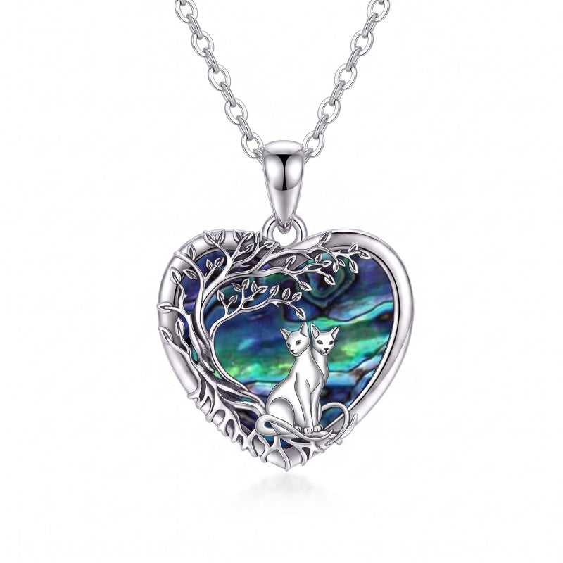 Sterling Silver Tree of Life Heart Shaped Horse Cat Dragonfly Butterfly Hummingbird Pendant Necklace