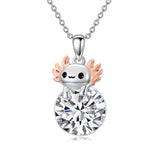 Sterling Silver 12 Month Birthstone Axolotl Pendant Necklace for Women