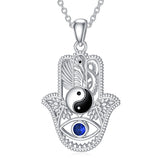 Sterling Silver Hamsa Tree of Life Viking Lion Butterfly Evil Eye Yin Yang Eye of Horus Pendant Necklace