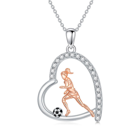 Sterling SIlver Runner Volleyball Tennis Basketball Soccer Inspirational Pendant  Necklace for Women