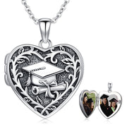 925 Sterling Silver Graduation Cap Locket Necklace Pictures Photo Keep Someone Near to You Custom Lockets Jewelry