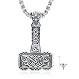 Sterling Silver Thors Hammer Urn Necklace for Ashes