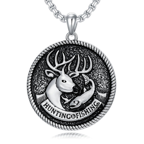 Sterling Silver Viking Dragon Eagle Wolf Animal Pendant Necklace for Men