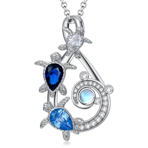 Sterling Silver Infinity Turtle Pendant Necklace