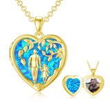 10K Gold Personalized Photo Father Daughter Pendant Necklace
