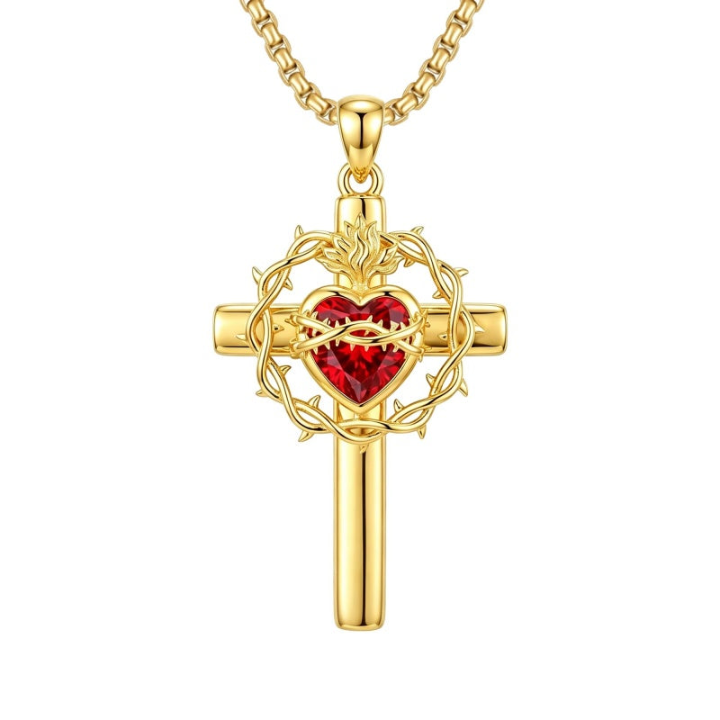 14K Gold Plated Cross Pendant Necklace Religious Confirmation Jewelry
