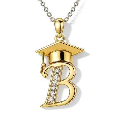 Initial  Graduation 14K Gold Plated Inspiring Grad Pendant Necklace Graduations Jewelry Gifts
