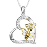 925 Sterling Silver Bee Necklace Dainty Cute Animal Charm Jewelry Delicate Pendant Necklace Birthday Graduation Gift For Women Girlfriend Mom