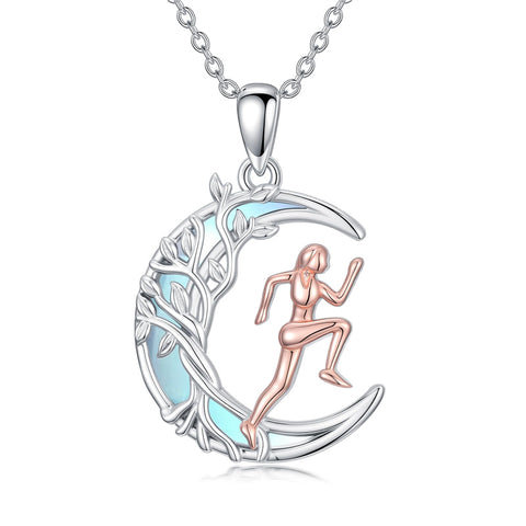 Sterling SIlver Runner Volleyball Tennis Basketball Soccer Inspirational Pendant  Necklace for Women