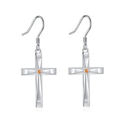 Mustard Seed Cross Earrings 925 Sterling Silver Cross Dangle Drop Earring Gifts for Women