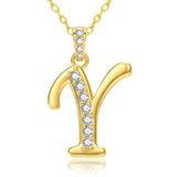 Cubic Zircon 14K Gold Plated Initial Letter A-Z Pendant Necklace