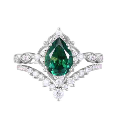 Sterling Silver 10K 14K 18K Gold Pear Shaped Gemstone Engagement Ring