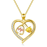 10K 14K 18K Gold Heart Birthstone Personalized Engraved Stethoscope Pendant Necklace